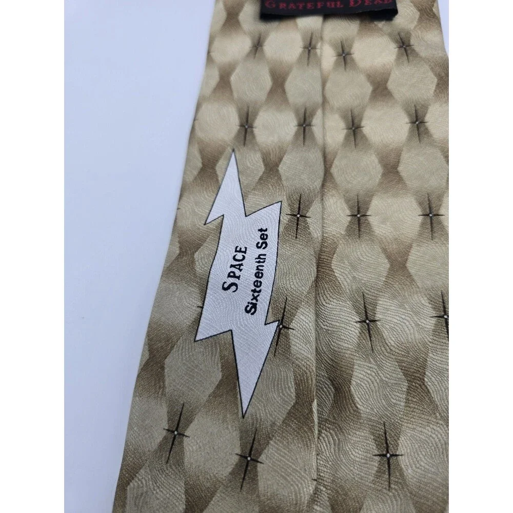 VTG Grateful Dead Space Sixteenth Set Silk Tie Gold Geometric Mulberry Neckwear